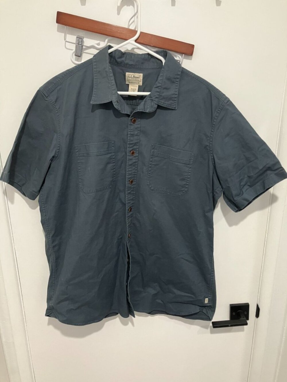 L.L. Bean Men's Sunwashed Traditional Fit Canvas Shirt, Blue, Size Large Tall